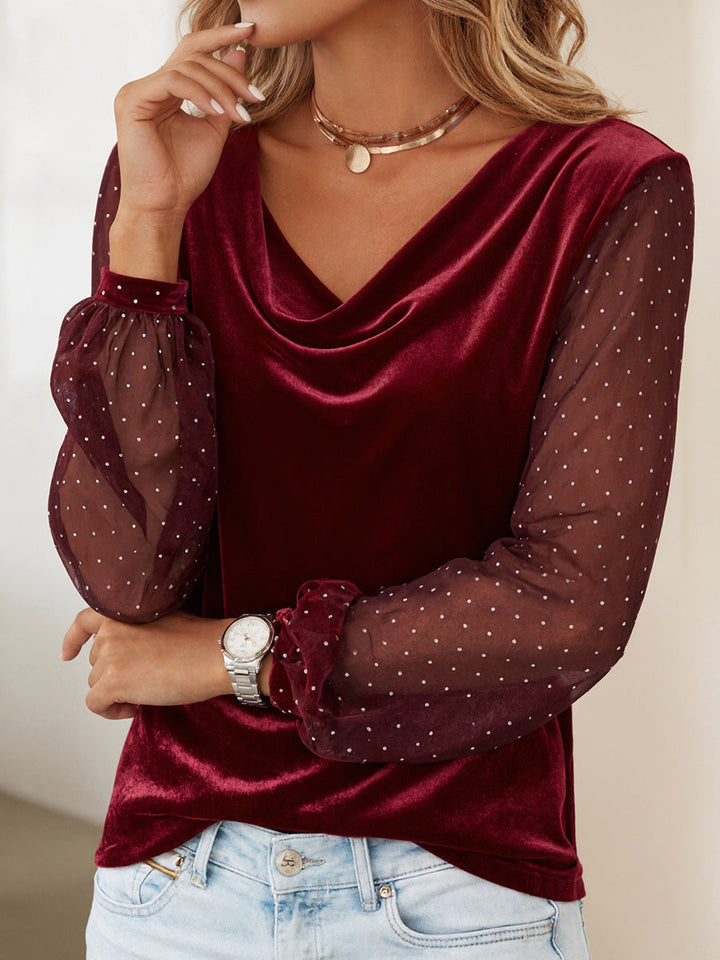 Monica Secrets | V-Neck Bubble-Sleeve Long-Sleeve Top