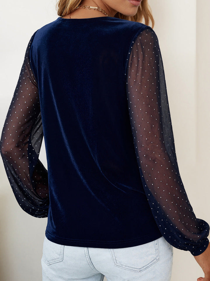 Monica Secrets | V-Neck Bubble-Sleeve Long-Sleeve Top