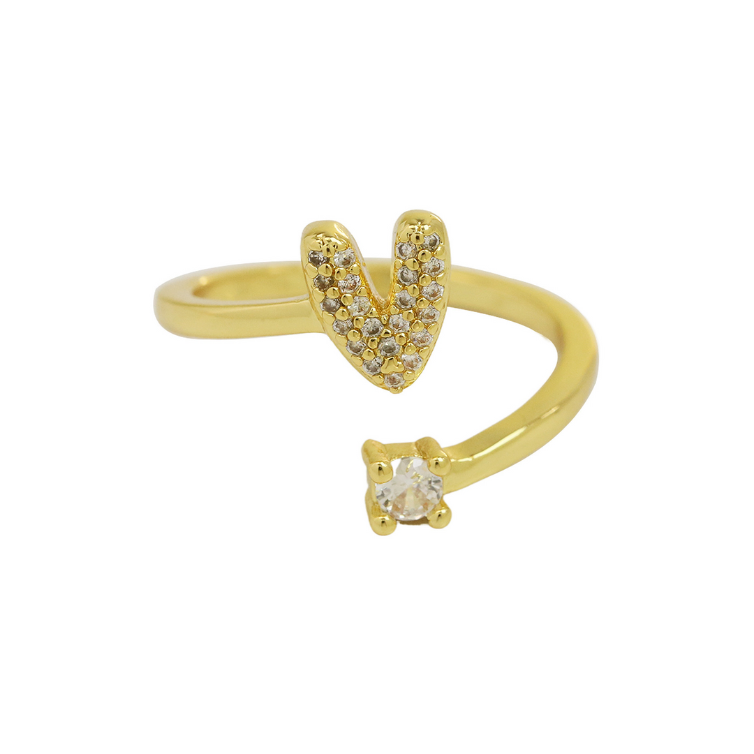 Dainty Bubble Diamond Wrap Initial Ring