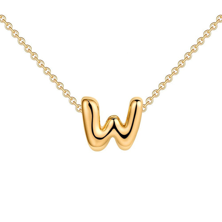Dainty Bubble Letter Initial Necklace
