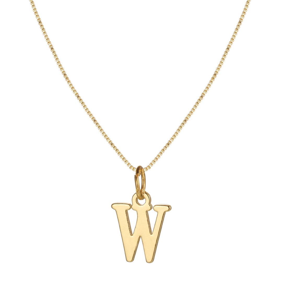 14k Minimal Serif Initial Necklace