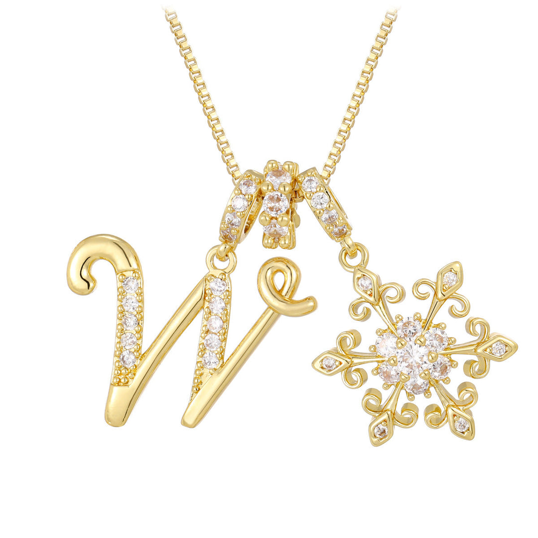 14k Elegant Initial & Snowflake Necklace