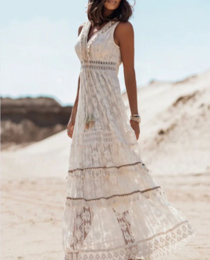 Monica Secrets | Vintage Tassel Drawstring Boho Dress