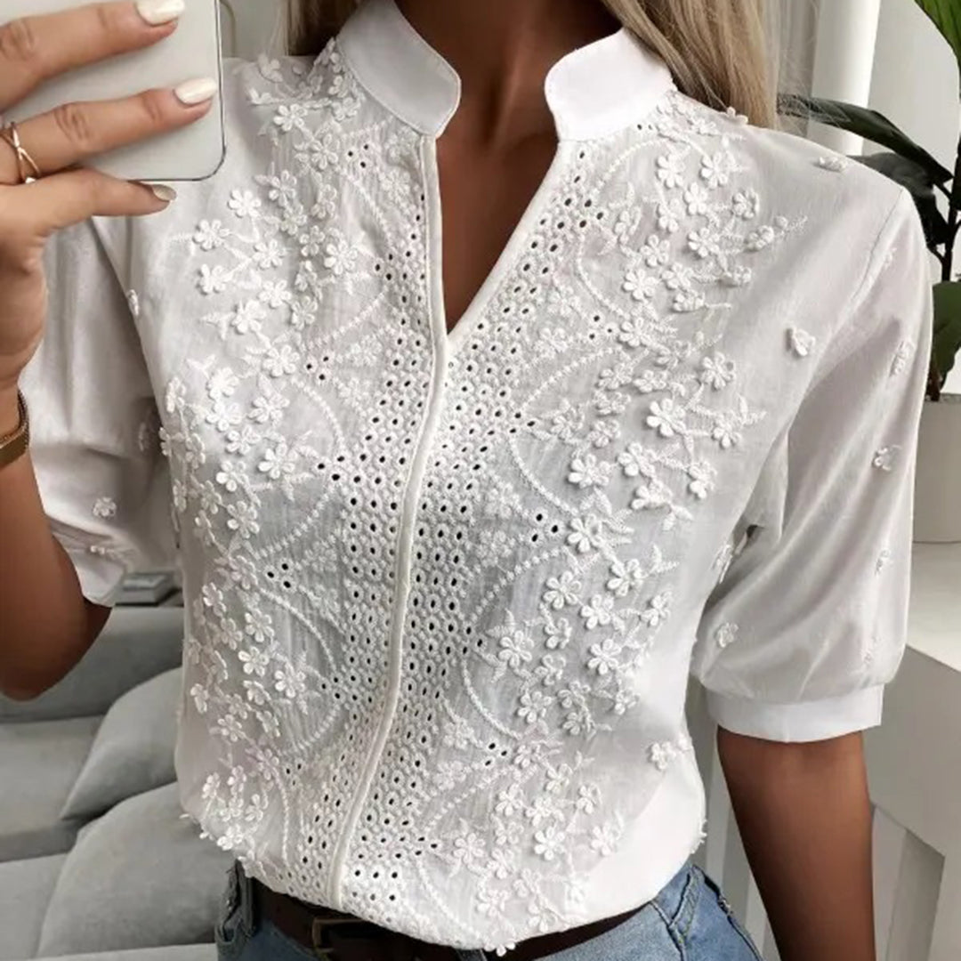 Selene | Cotton Embroidered Blouse
