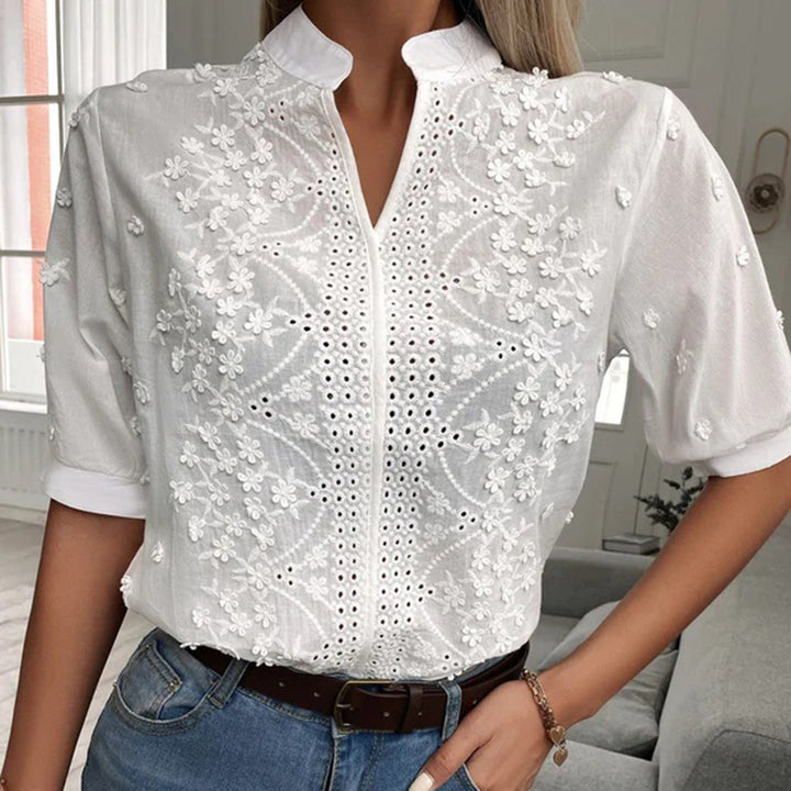 Selene | Cotton Embroidered Blouse