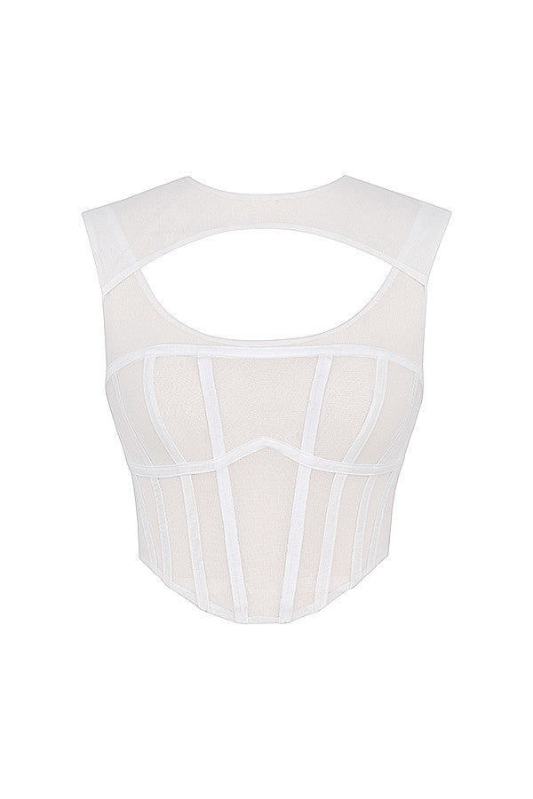 AmyVictoria | Bustier Crop Top - Cut-Out Neckline - Fitted - Sleeveless Corset Design