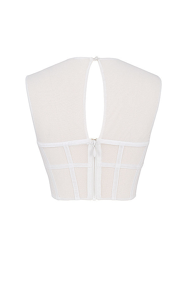 AmyVictoria | Bustier Crop Top - Cut-Out Neckline - Fitted - Sleeveless Corset Design
