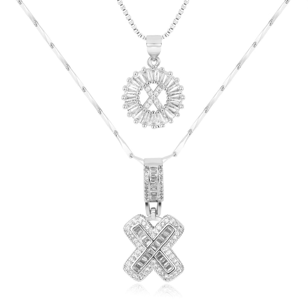 2pc 14k Diamond Letter Initial Necklaces