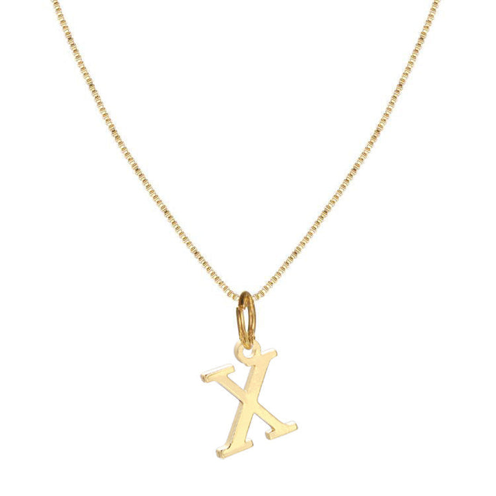 14k Minimal Serif Initial Necklace