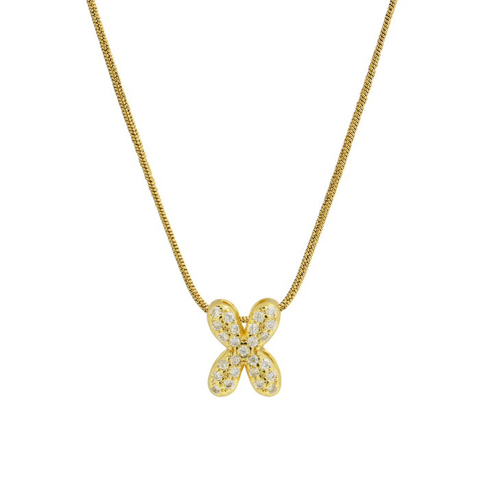 Diamond Bubble Letter Initial Necklace