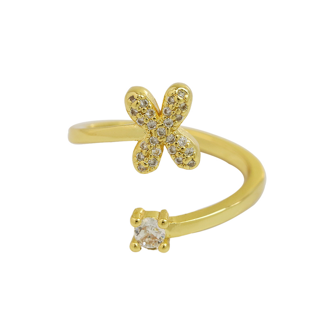 Dainty Bubble Diamond Wrap Initial Ring