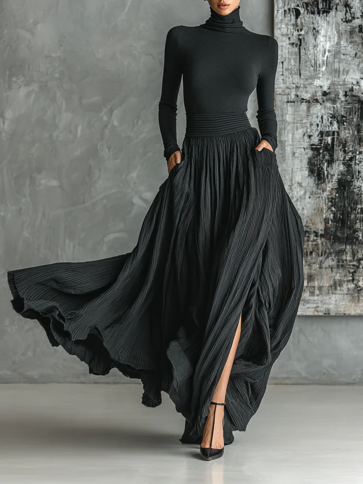 Mira | Turtleneck Pleated Skirt