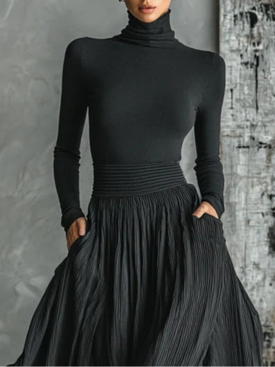 Mira | Turtleneck Pleated Skirt