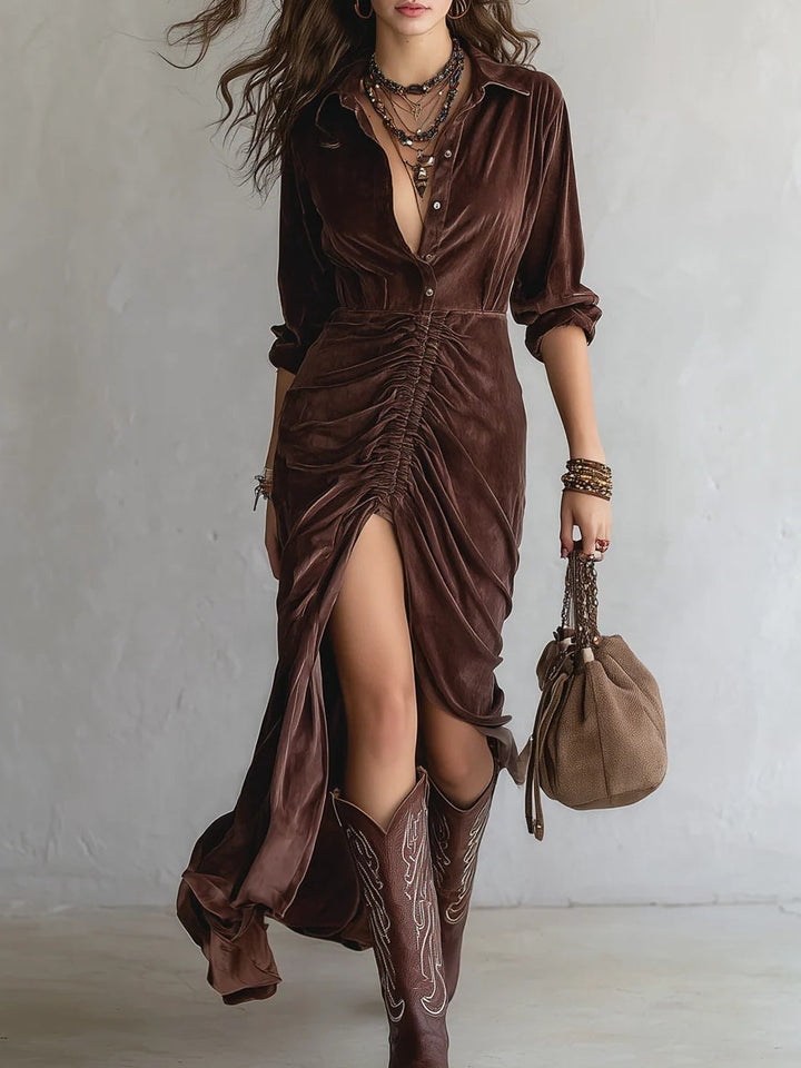 Elara | Vintage Pleated Midi Dress