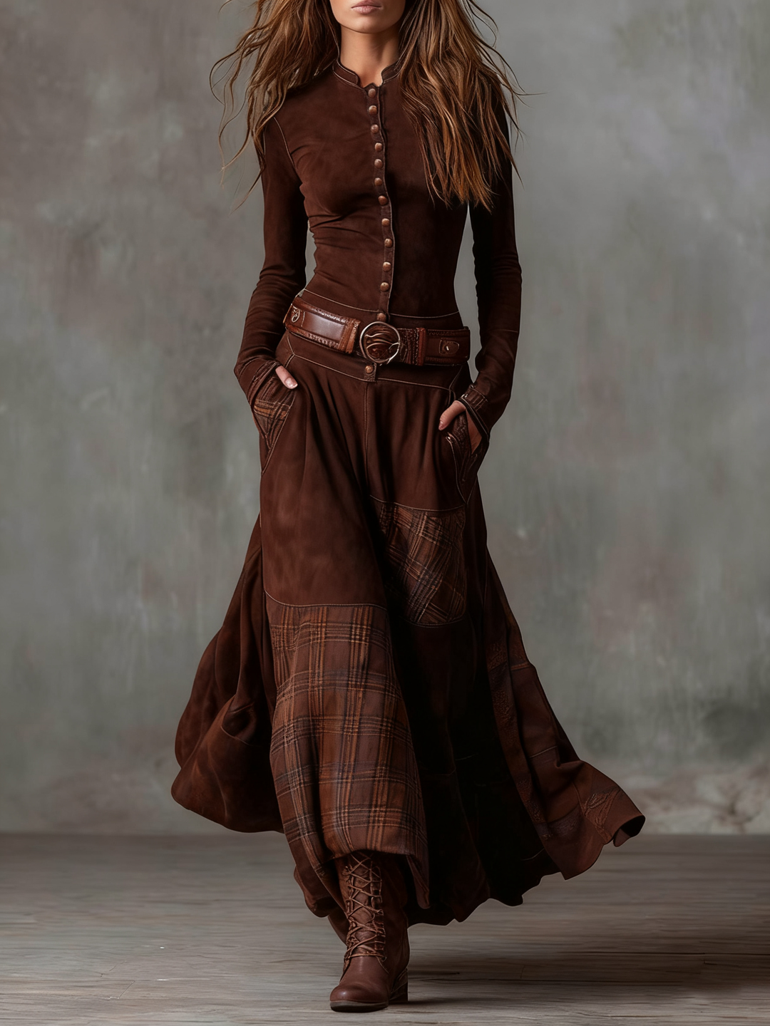 Fiona | Suede Maxi Dress