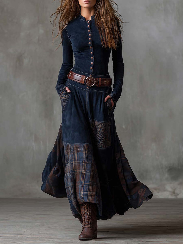 Fiona | Suede Maxi Dress
