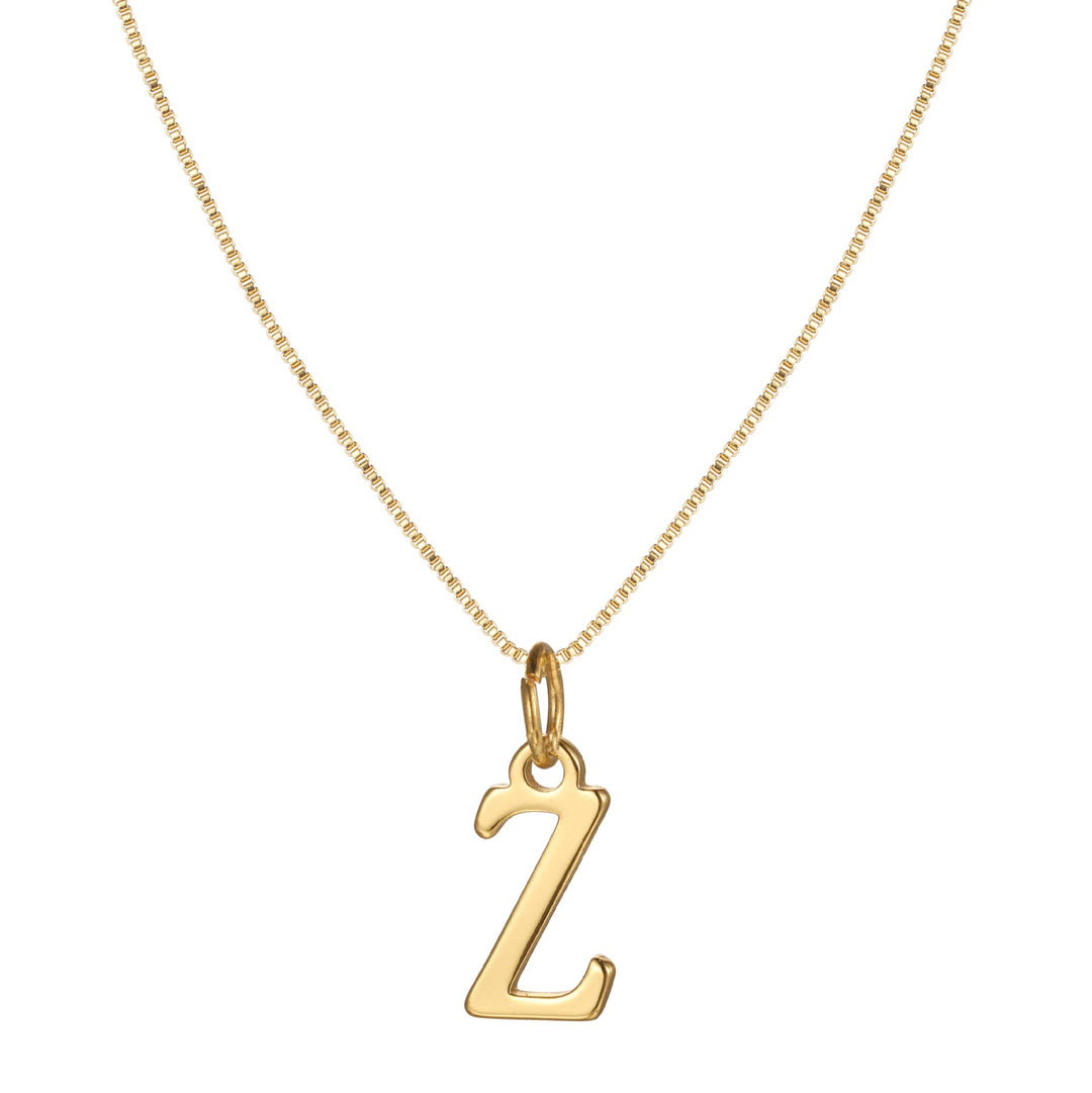 14k Minimal Serif Initial Necklace