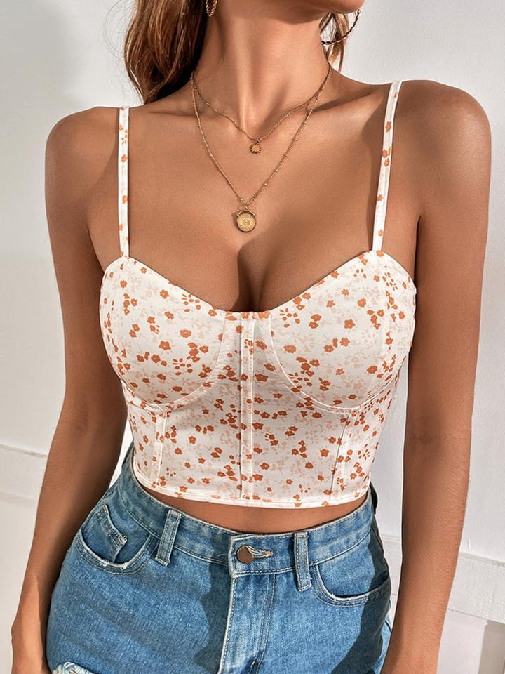 Monica Secrets | Women's Crop Top – Adjustable Straps – Tailored Fit – Floral Print