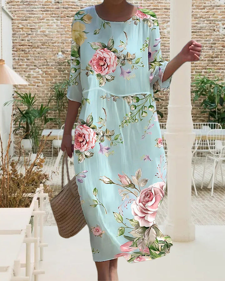Monica Secrets | Floral Print Midi Dress
