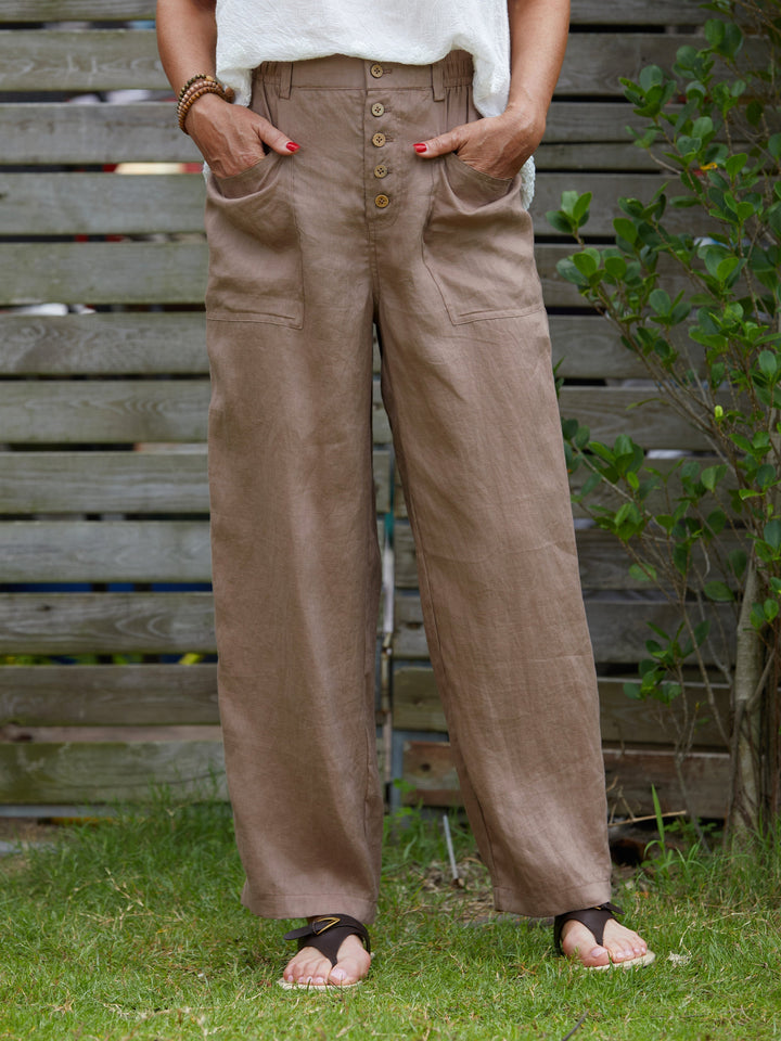 Monica Secrets | Button Detail Wide-Leg Trousers