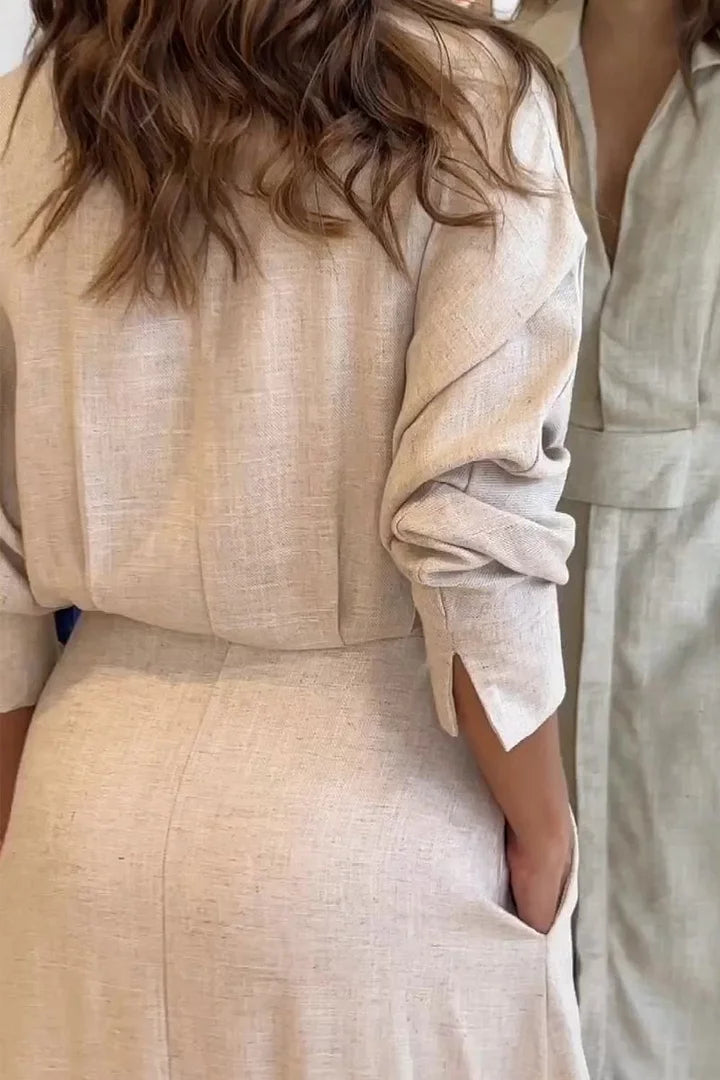 Monica Secrets | Cotton And Linen Maxi Dress