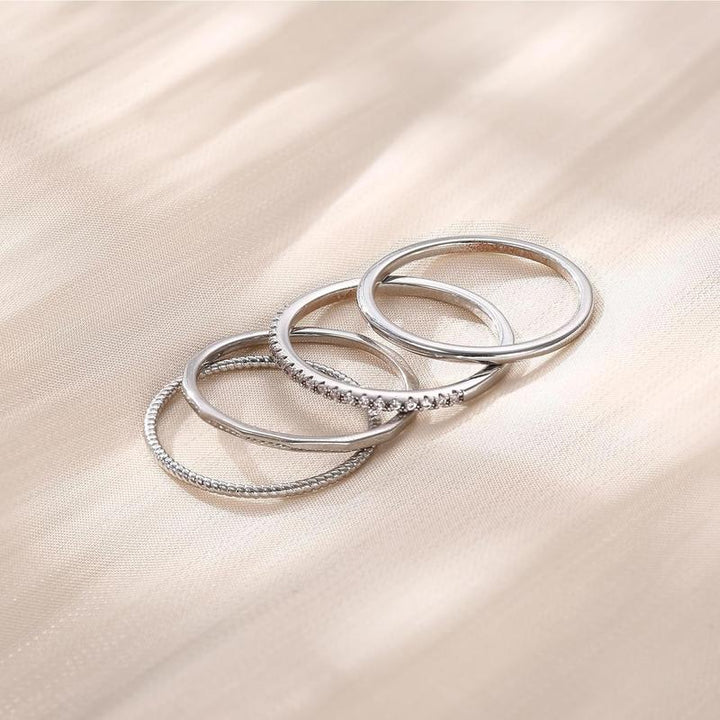 4pc 14k Dainty Ring Stack