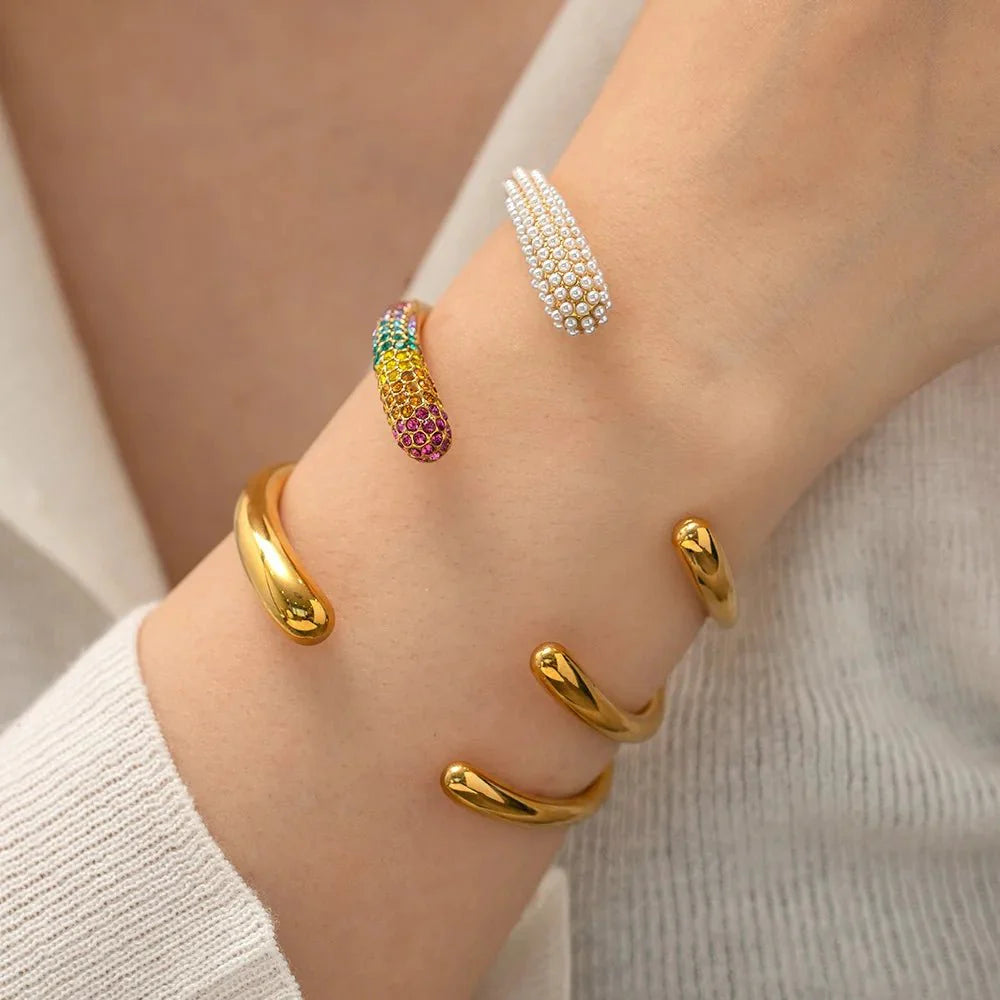 Accented Classy Bangle Cuff Bracelets