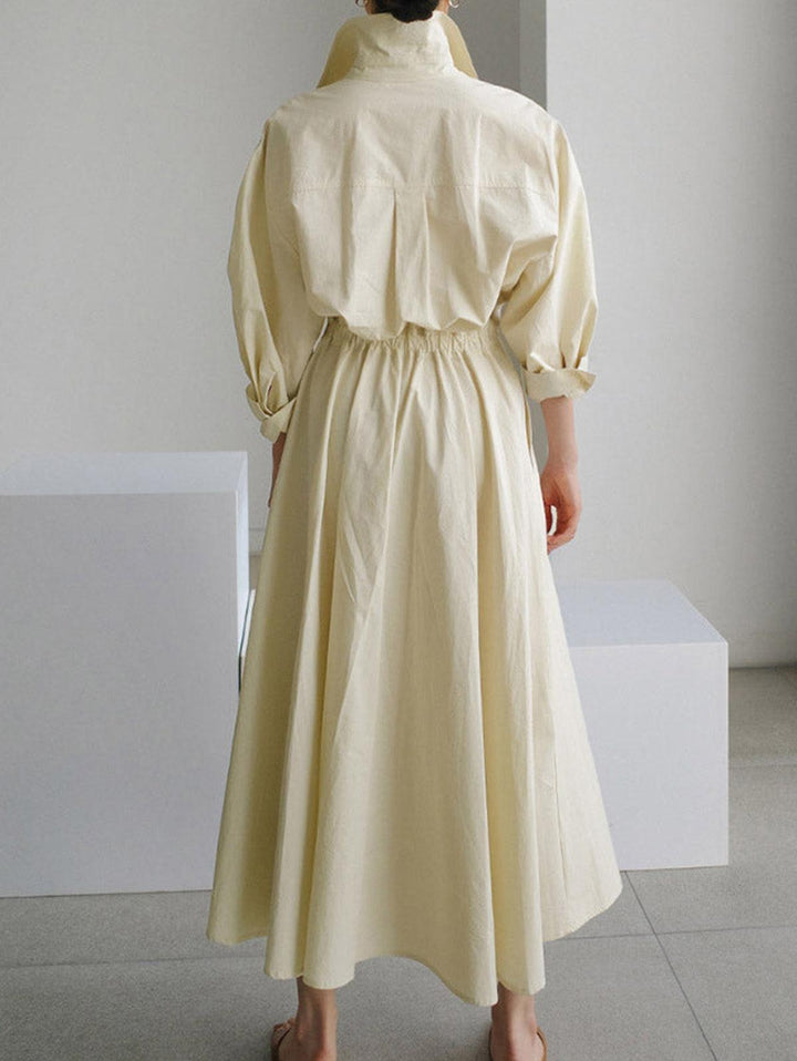 Monica Secrets | Elegant Button Lapel Midi Dress