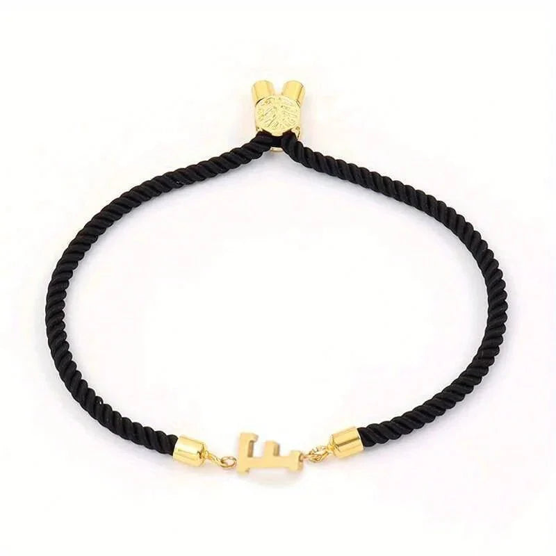 Adjustable Angled Serif Letter Initial Bracelets