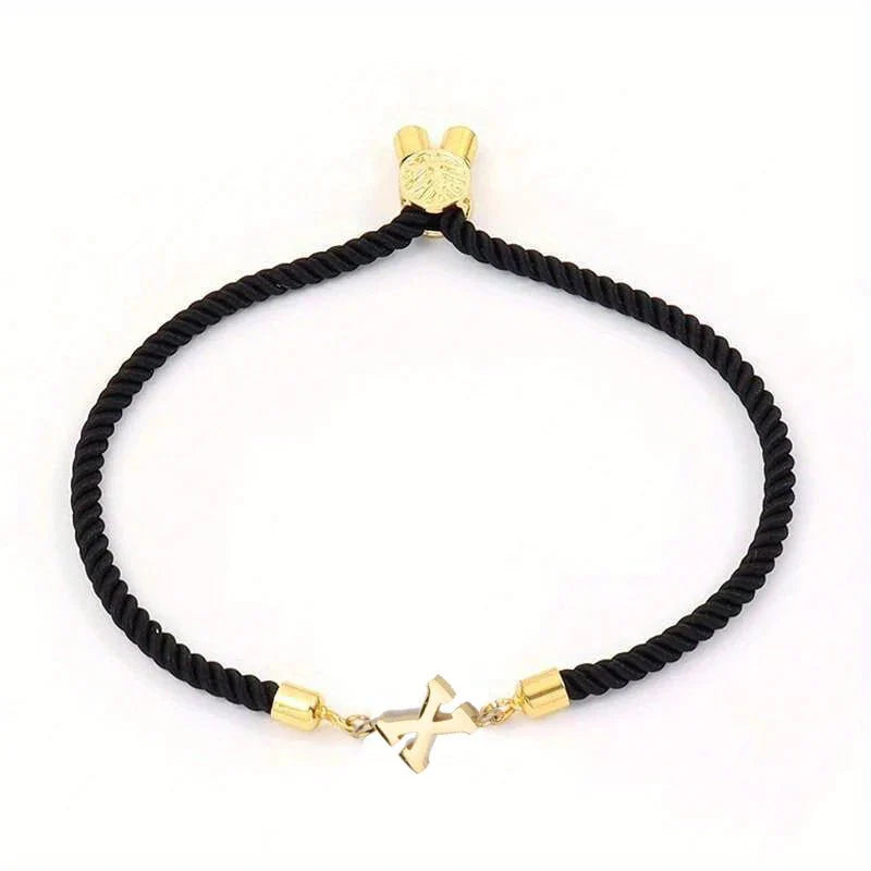 Adjustable Angled Serif Letter Initial Bracelets