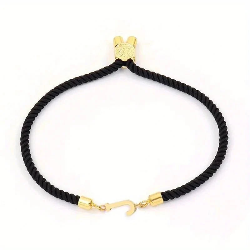 Adjustable Angled Serif Letter Initial Bracelets