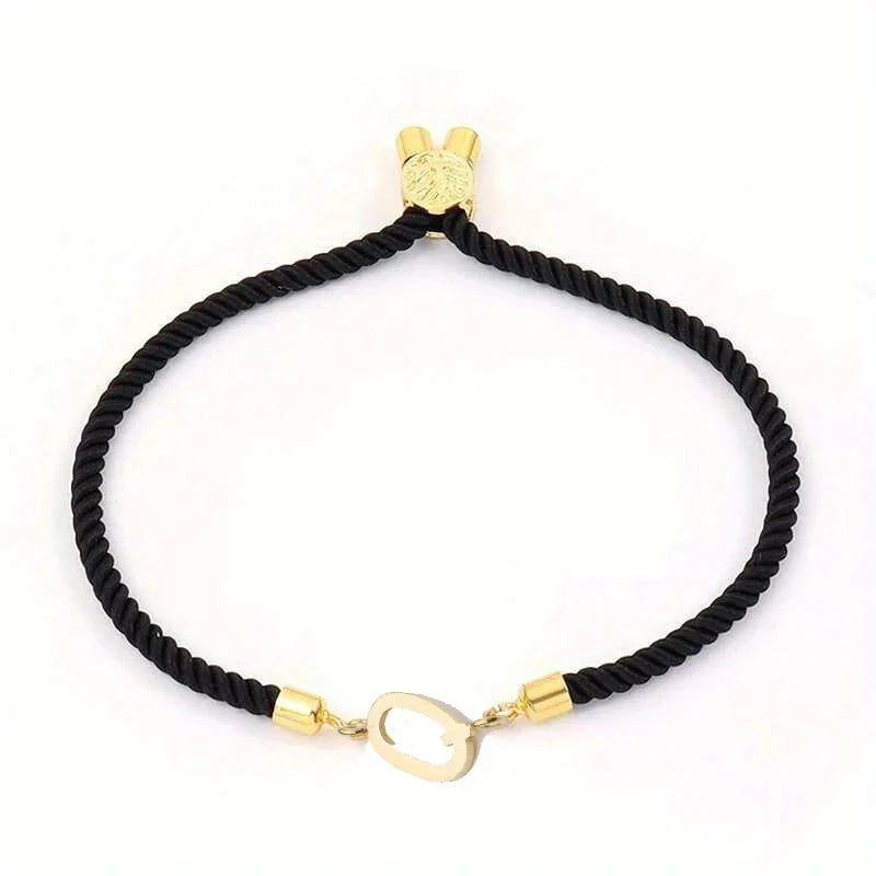 Adjustable Angled Serif Letter Initial Bracelets