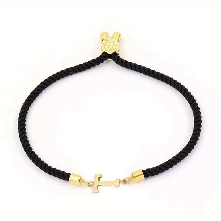 Adjustable Angled Serif Letter Initial Bracelets