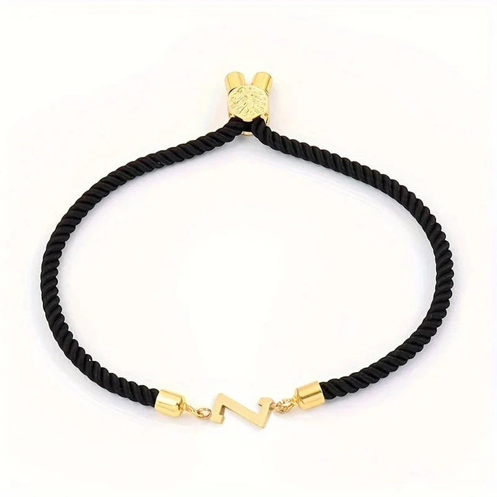 Adjustable Angled Serif Letter Initial Bracelets