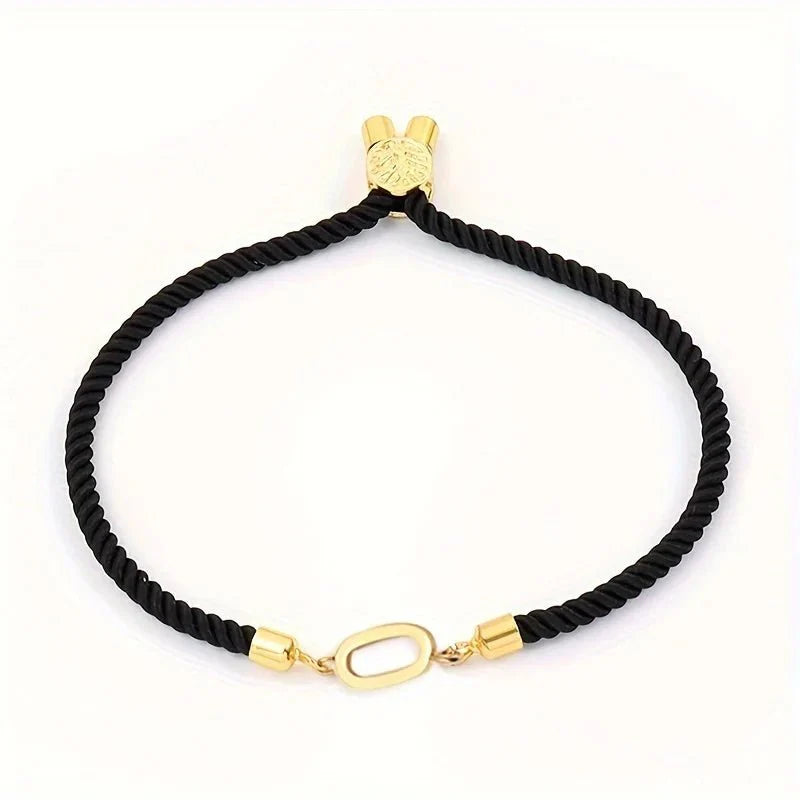 Adjustable Angled Serif Letter Initial Bracelets