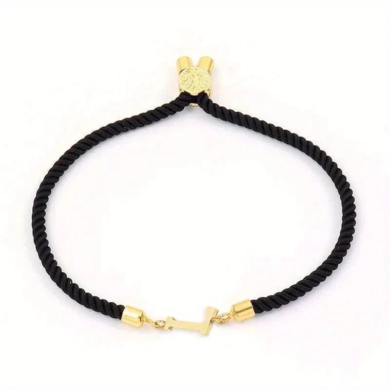 Adjustable Angled Serif Letter Initial Bracelets