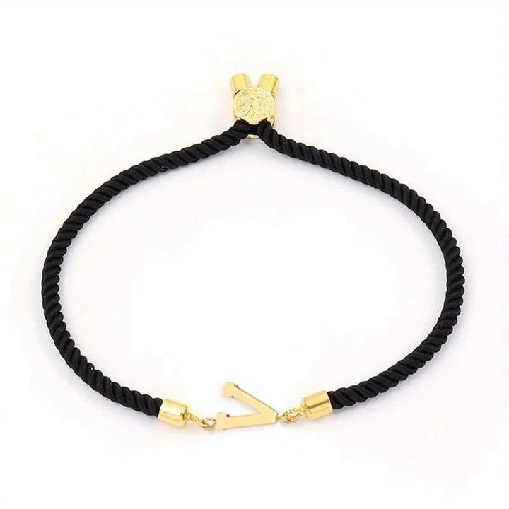 Adjustable Angled Serif Letter Initial Bracelets