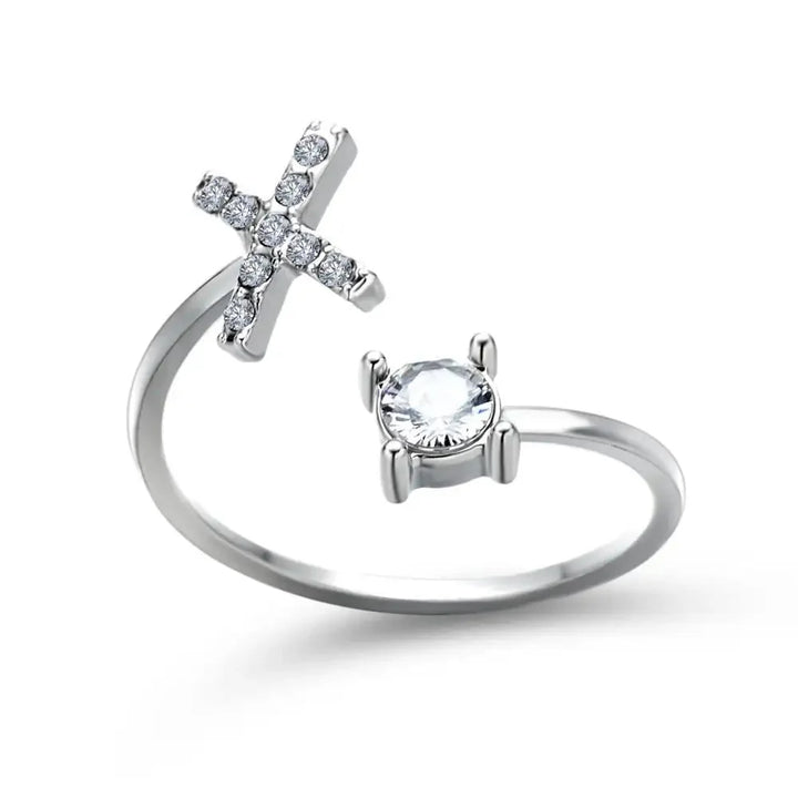 Adjustable Dainty Diamond Letter Initial Ring