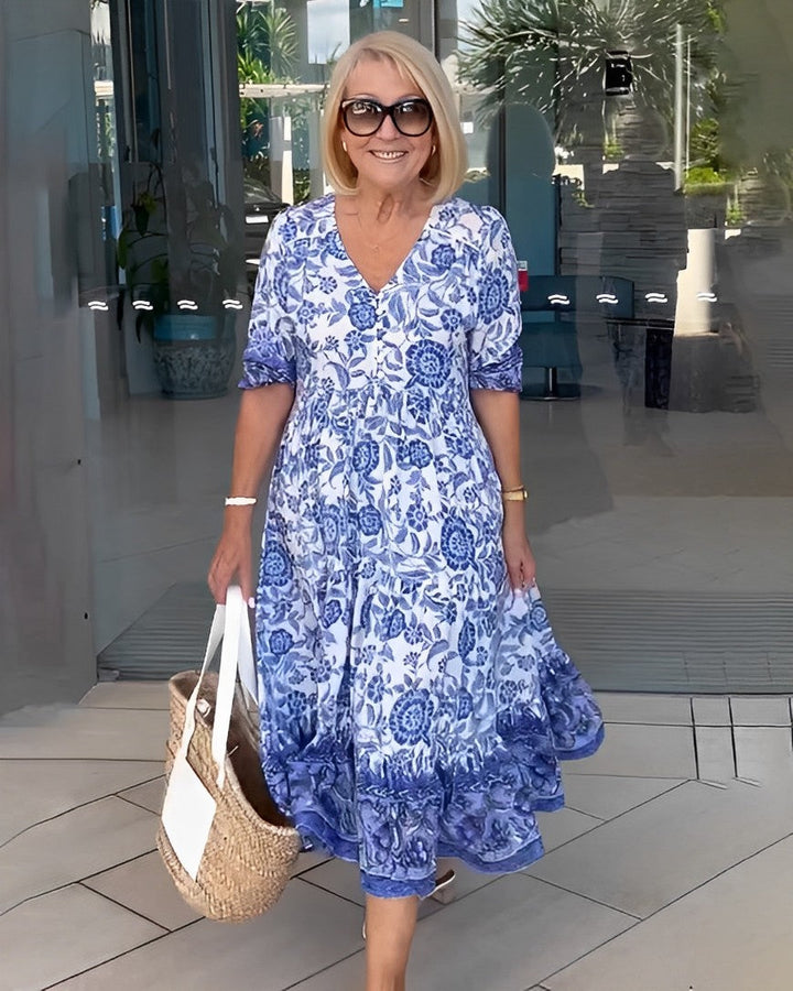 Monica Secrets | V-Neck Floral Dress