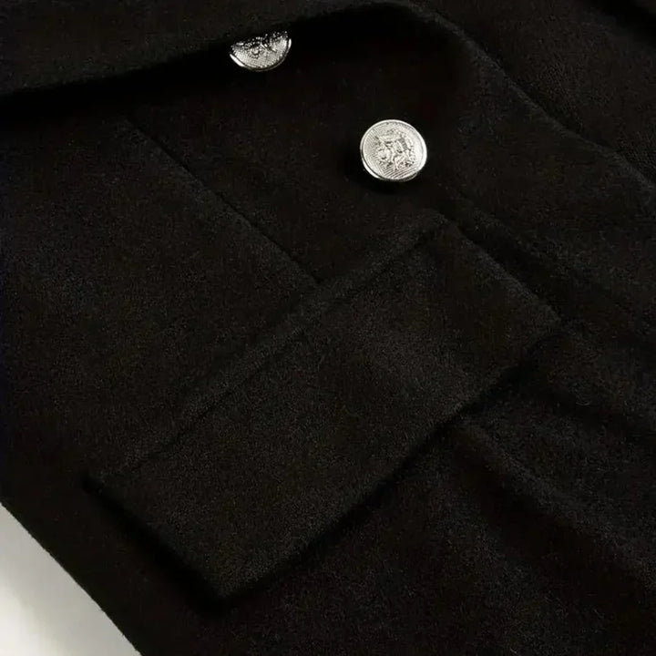 Monica Secrets | Fitted Blazer - Double Row Buttons - Stand-up Collar - Elegant Design