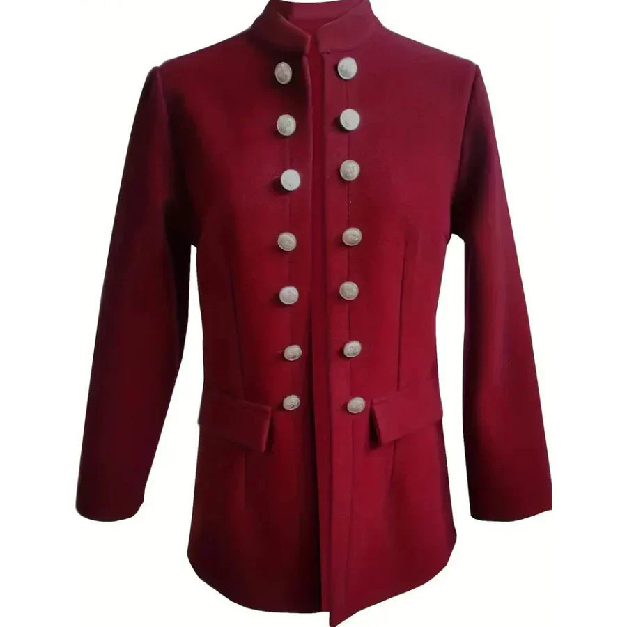 Monica Secrets | Fitted Blazer - Double Row Buttons - Stand-up Collar - Elegant Design