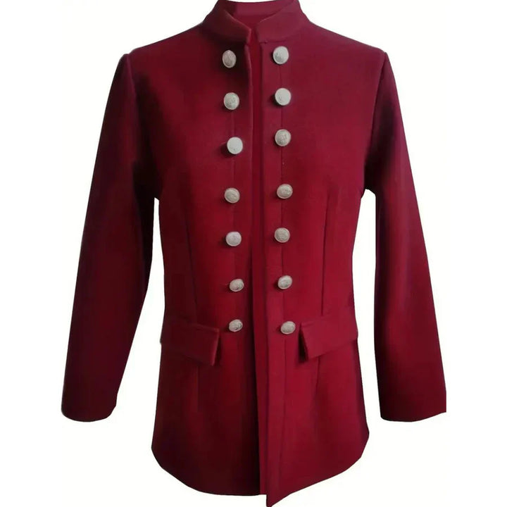 Monica Secrets | Fitted Blazer - Double Row Buttons - Stand-up Collar - Elegant Design