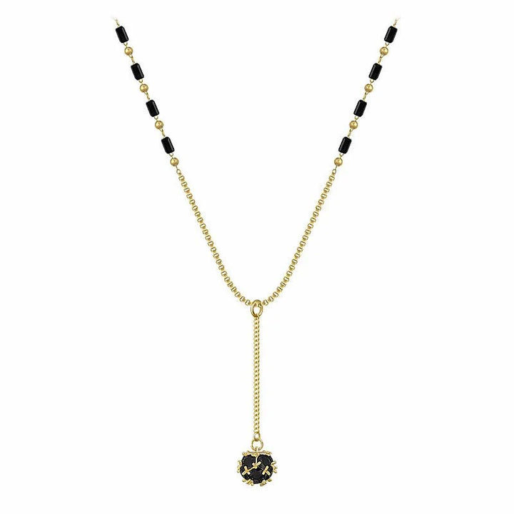Black and Gold Crystal Ball Necklace
