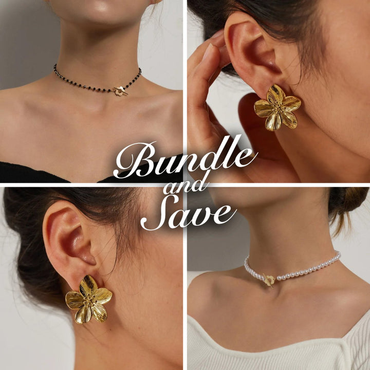 Blooming Hibiscus Earrings & Floral Necklace Bundle