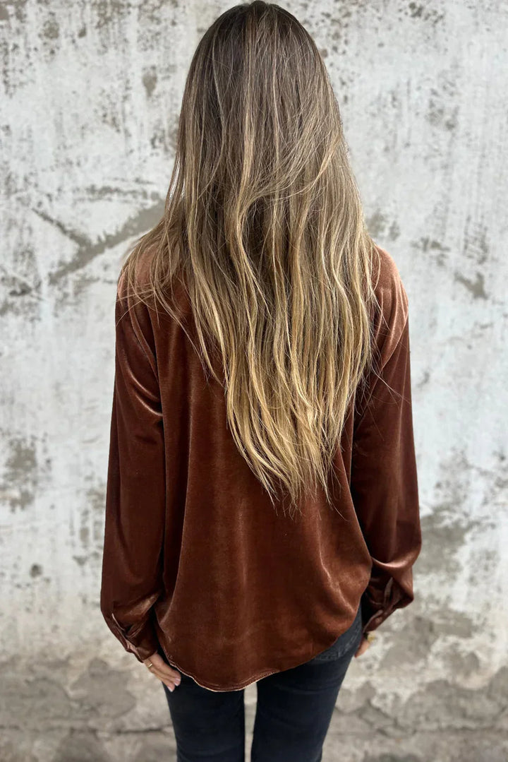 Amara | Velvet Button-Up Blouse