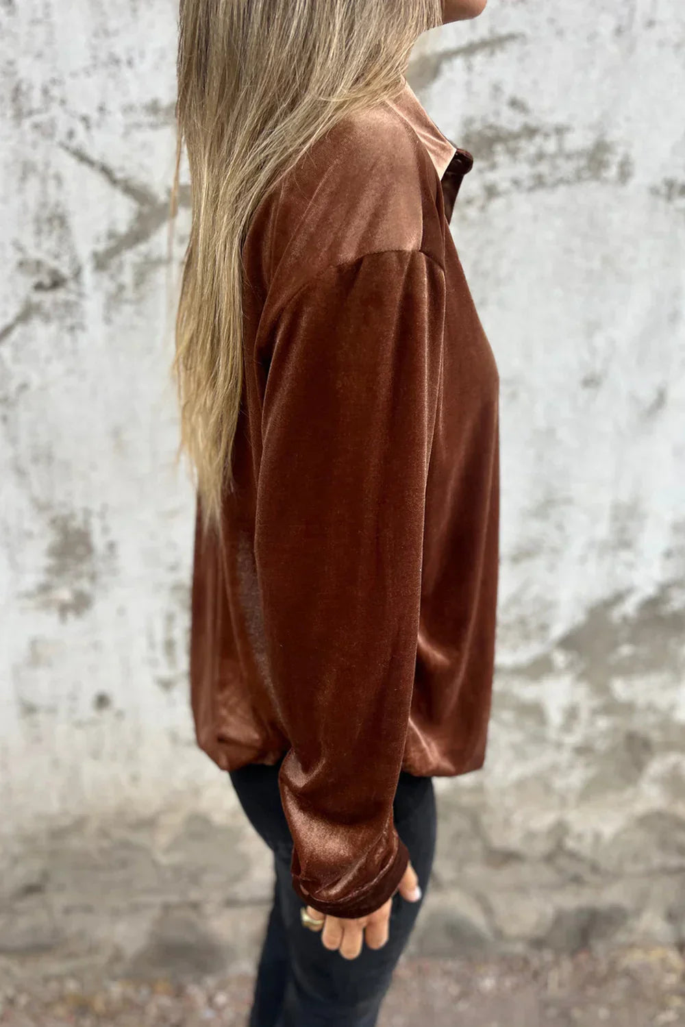 Amara | Velvet Button-Up Blouse