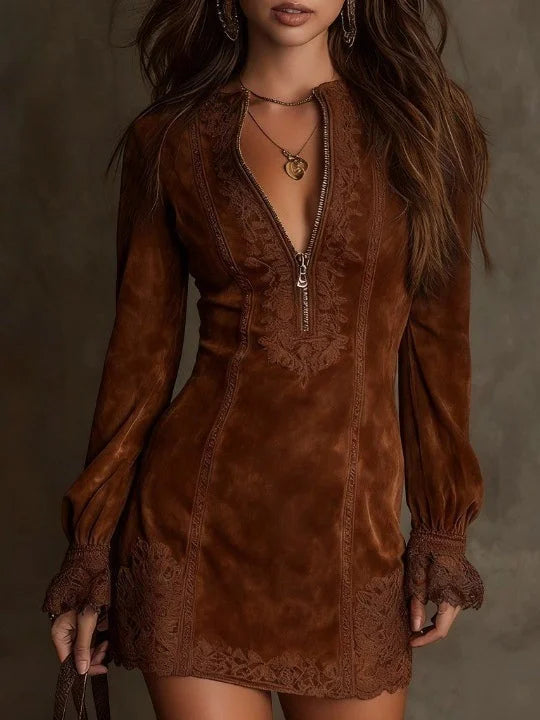 Evelyn | Suede Mini Dress