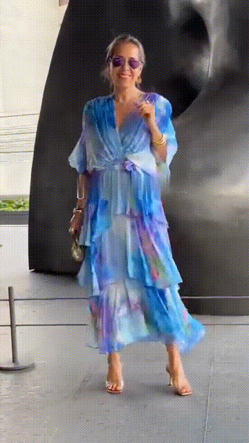 Monica Secrets | Floral Tiered Chiffon Dress