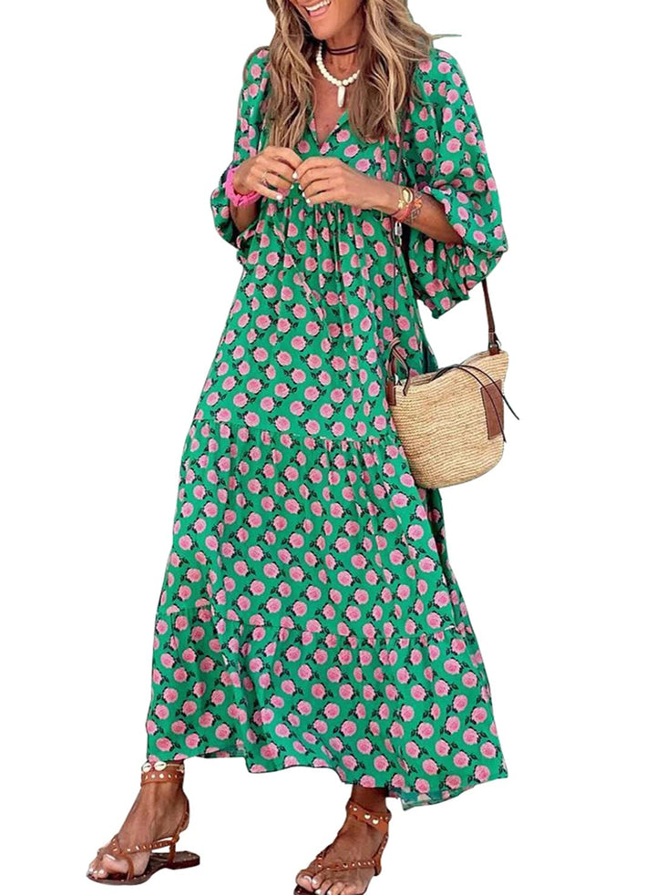 Elara | Puff Sleeve Maxi Dress