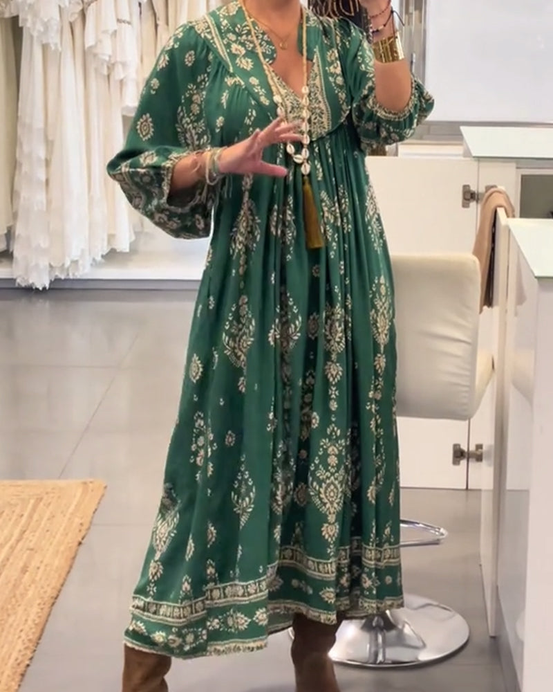 Monica Secrets | Casual Printed Dress With Loose Pockets